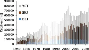 catch (mt) of bigeye, skipjack and yellowfin in the EPO region