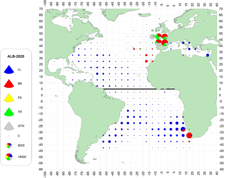 Total catch in the North and South Atlantic 2020–2024